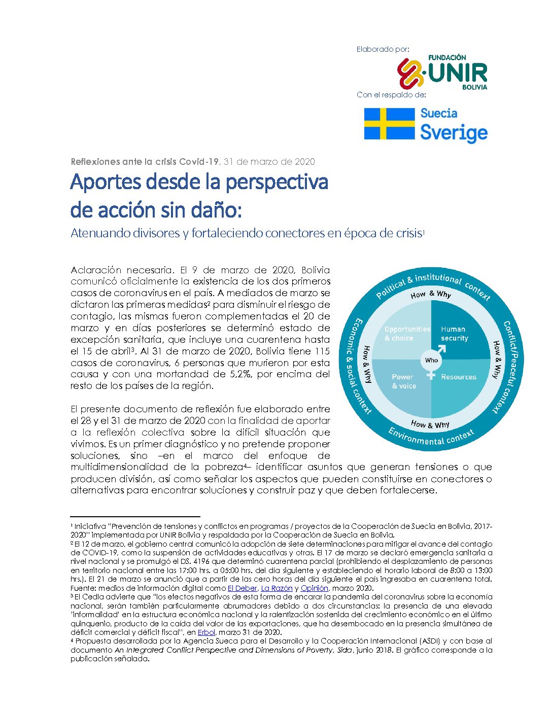 APORTES DESDE LA PERSPECTIVA DE ACCIÓN SIN DAÑO: ATENUANDO DIVISORES Y FORTALECIENDO CONECTORES EN ÉPOCA DE CRISIS COVID-19